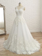 Elegant V-Neck Lace Ball Gown Wedding Dress