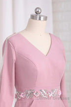 Elegant V-Neck Satin Backless Set With Beaded Bride Mother Of The Bride