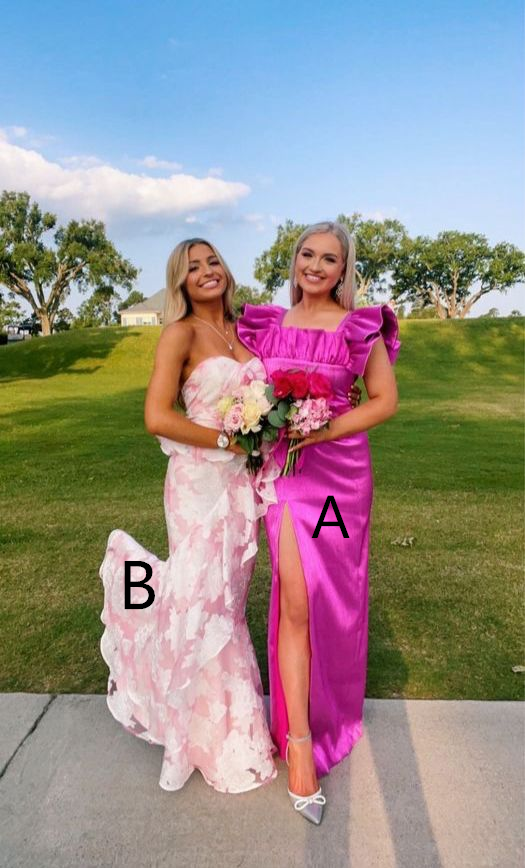 Pink And White Strapless Mermaid Long Prom Dress