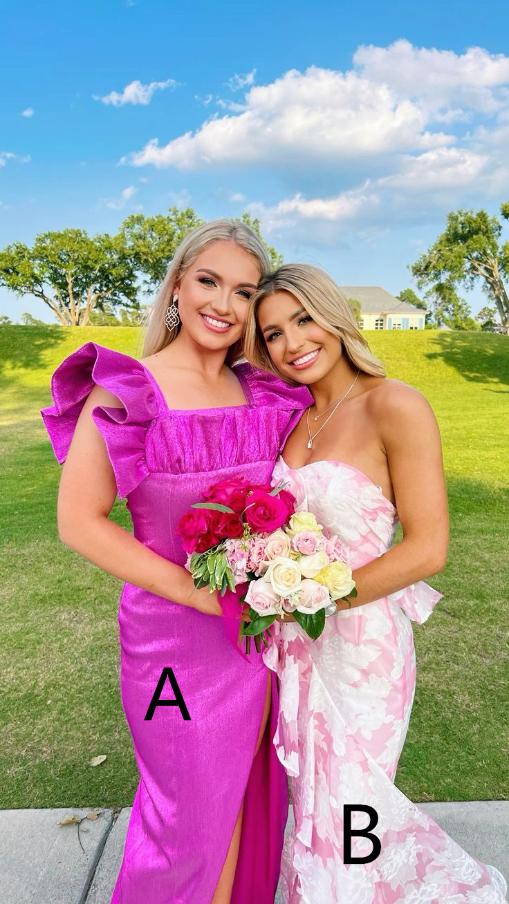 Pink And White Strapless Mermaid Long Prom Dress