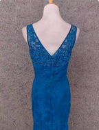 Elegant Vintage Royal Blue V-Neck Lace Long Prom Dress Evening Dress