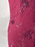 Elegant Vintage Burgundy Beaded Embroidery Thin Strap Mermaid Chiffon Long Prom Dress Evening Dress