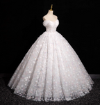 Elegant White 3D Floral Tulle Long Ball Gown Evening Dress Sweet 16 Dress