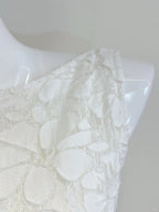 Elegant White A-Line Round Neck Lace Pattern Prom Dress Evening Dress Bridesmaid Dress