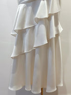 Elegant White Mermaid Ruffle Satin Prom Dress Evening Dress Bridesmaid Dress