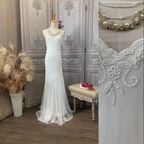 Elegant White Mermaid Sleeveless Beaded Chiffon Long Prom Dress Evening Dress