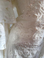 Elegant White Mermaid Strapless Off-The-Shoulder Lace Long Prom Dress Evening Dress