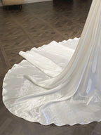 Elegant White Mermaid Strapless Satin Wedding Dress With Train