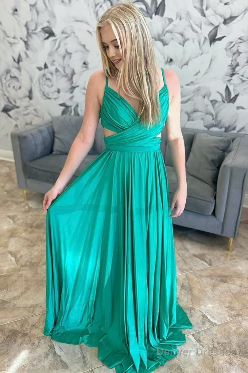 Emerald Green Pleated A-Line Formal Dress Main image