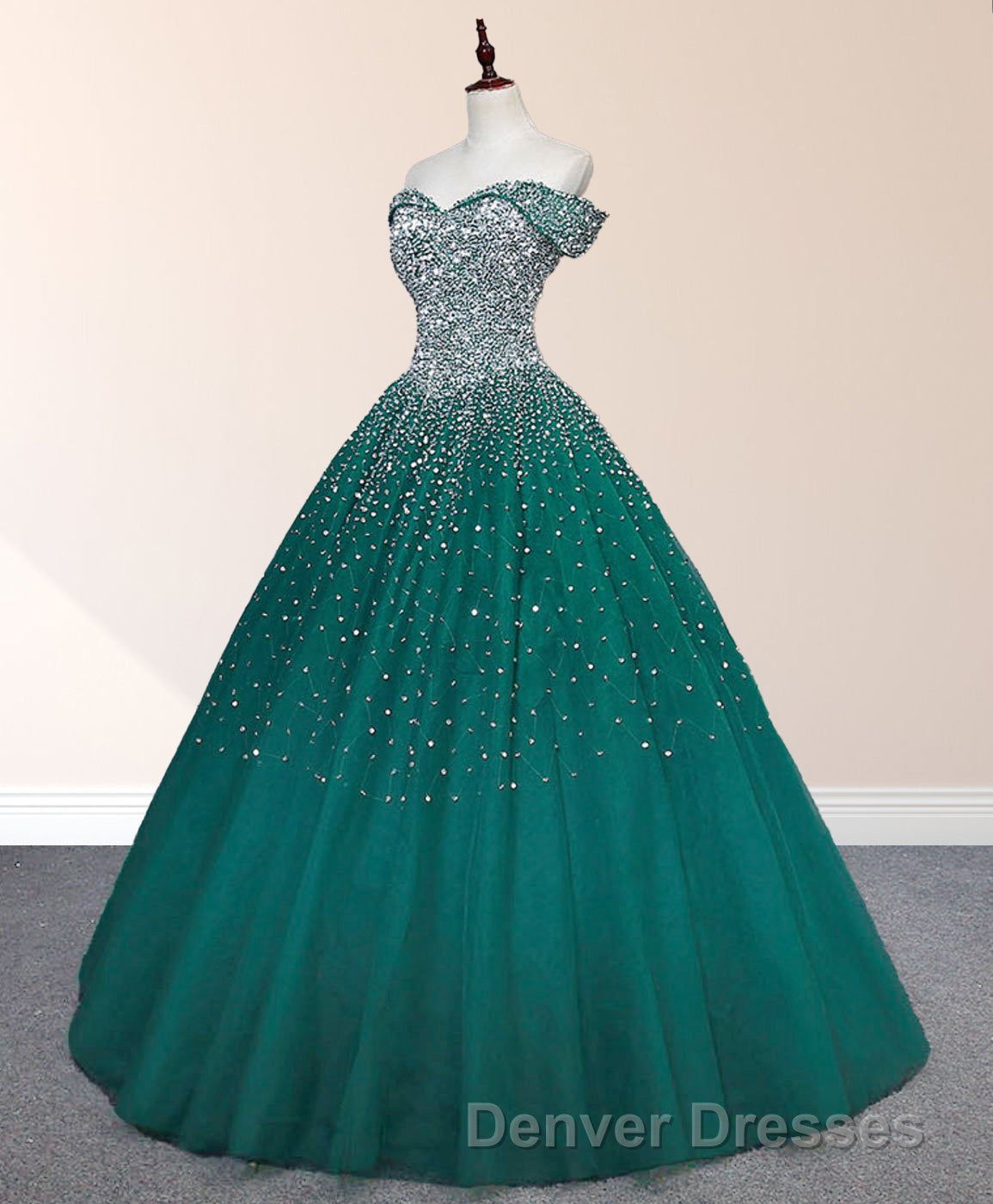 Emerald Green Sequin Prom Dress Beaded Quinceanera Dress Secondary image