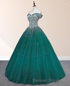 Emerald Green Sequin Prom Dress Beaded Quinceanera Dress