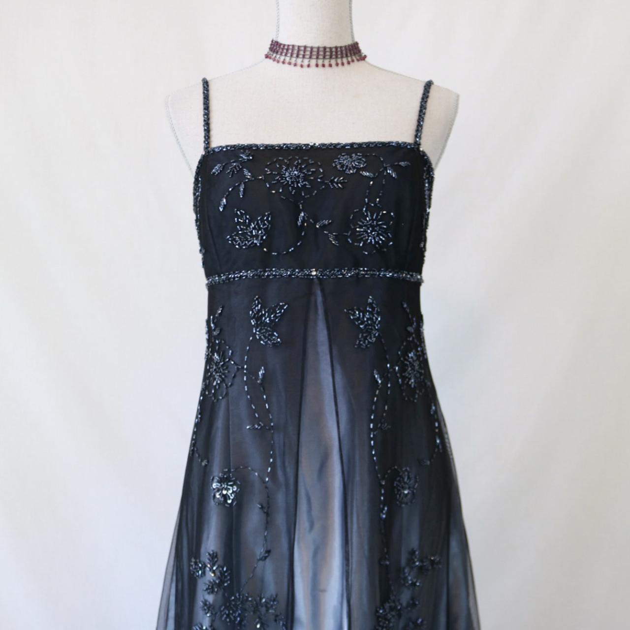 ¥ââ€?Empire Dress Vintage Silver And Black Glitter Ombre Beaded High-Waisted Long Tulle Prom Dress Evening Dress Party Dress Secondary image