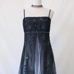 ¥ââ€?Empire Dress Vintage Silver And Black Glitter Ombre Beaded High-Waisted Long Tulle Prom Dress Evening Dress Party Dress