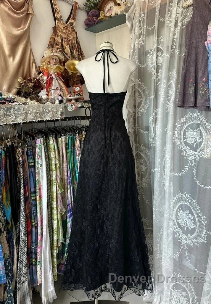 Enchanted Black A-Line  Ball Gown Chiffon&Tulle Princess Halter  Open Back Design For Galas & Formal Events