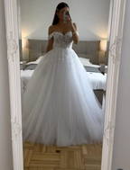 Ethereal Wedding Dress Ball Gown Off The Shoulder Tulle White Wedding Dress Bridal Gowns