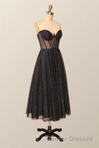 Green Corset A-line Tea Length Dress