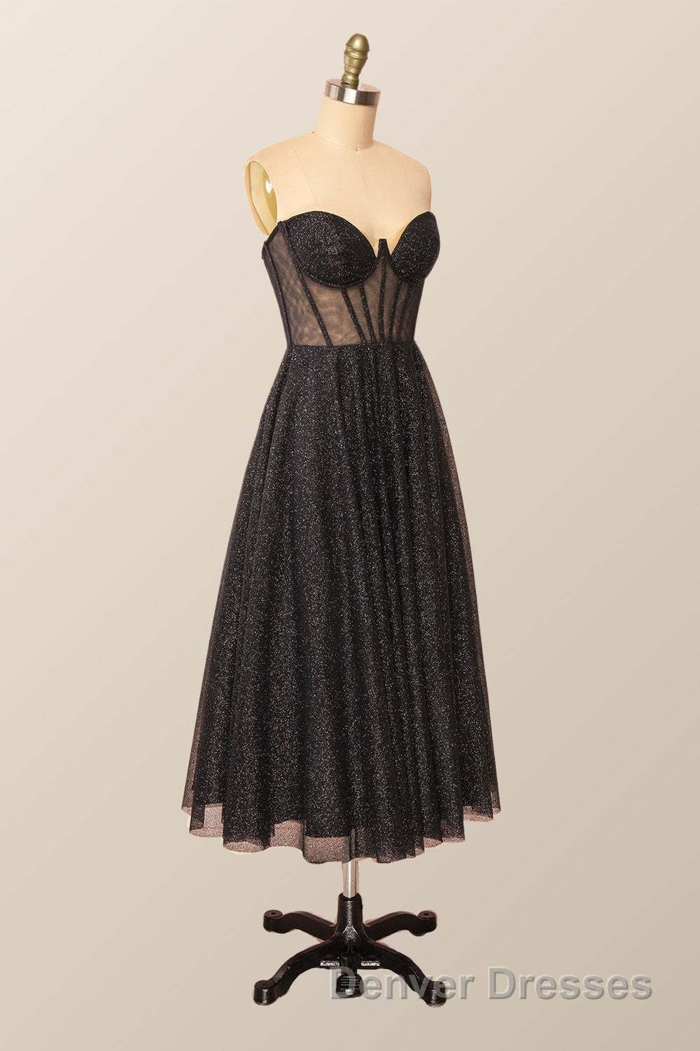 Green Corset A-line Tea Length Dress