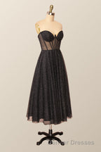 Green Corset A-line Tea Length Dress
