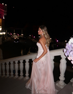 Exquisite Mermaid One Shoulder Pink Chiffon With Silver Beaded Prom Dresses Long Party Dress 18Th Birthday Outfits Prom Gown