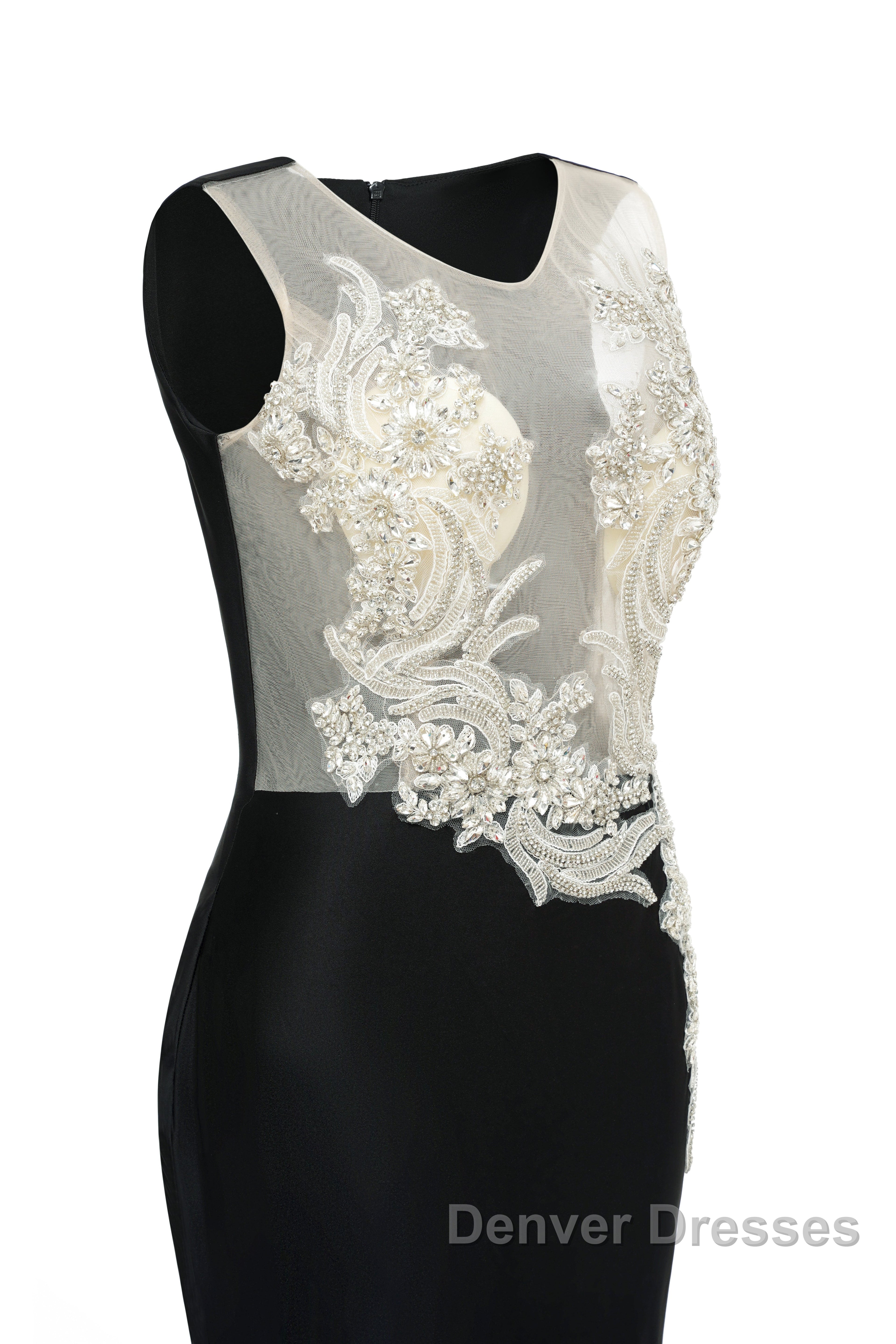 Portrait Trumpet Sweep Train Sleeveless Beading Evening Dress