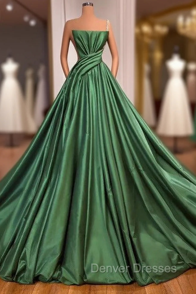 Fabulous Long A-line One Shoulder Satin Sleeveless Formal Prom Dress Main image