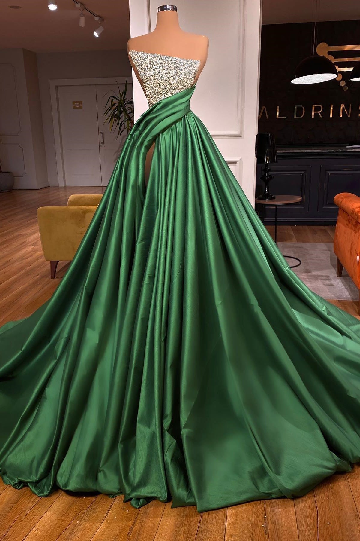 Fabulous Long A-Line Strapless Split Front Sleeveless Prom Dress Main image