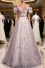 Fabulous Pink Tulle Sequins Flower Prom Dress