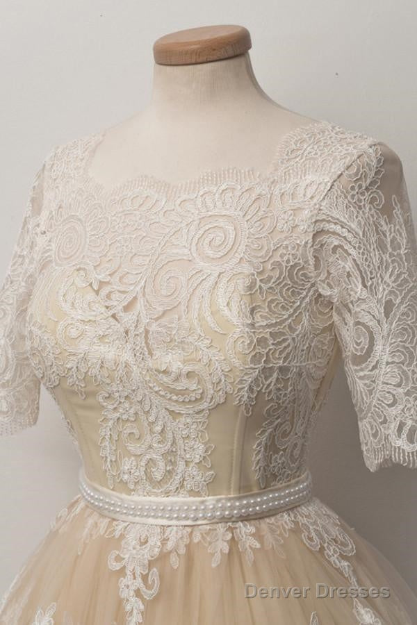 Fabulous Scalloped-Edge  Homecoming Dress With Lace Pearls