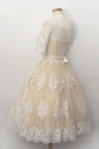 Fabulous Scalloped-Edge  Homecoming Dress With Lace Pearls