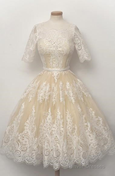 Fabulous Scalloped-Edge  Homecoming Dress With Lace Pearls