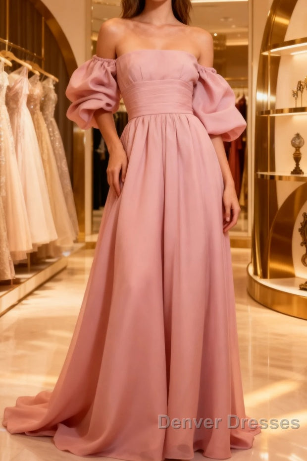 Fairy A Line Pink Long Prom Dress Evening Dress