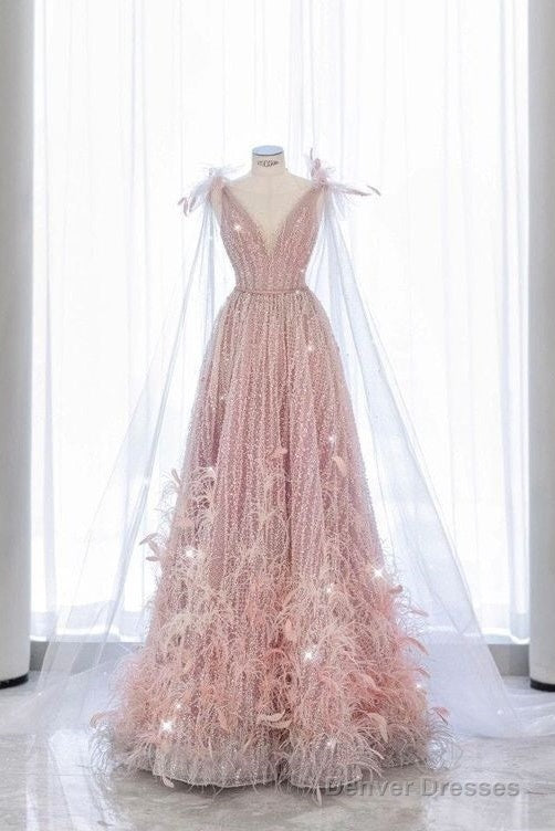 Fairy A Line Sequin Pink Prom Dresses Evening Dress Main image