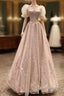 Fairy A Line Square Neckline Pink Tulle Prom Dress For Teens