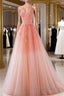 Fairy A Line Strapless Ombre Pink Tulle Prom Dress For Teens
