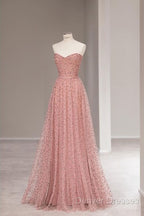 Fairy A Line Sweetheart Pink Long Tulle Prom Dress 22Th Birthday Outfit