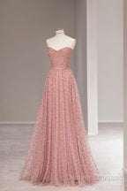 Fairy A Line Sweetheart Pink Long Tulle Prom Dress 22Th Birthday Outfit