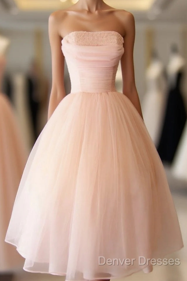 Fairy Ball Gown Pink Knee Length Prom Dress Evening Dress