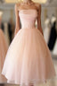 Fairy Ball Gown Pink Knee Length Prom Dress Evening Dress