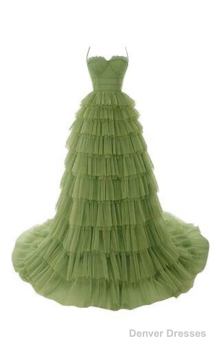 Fairy Ball Gown Straps Green Prom Dresses 22Th Birthday Outfit Main image