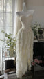 Fairy-Like Tube Top With Heart-Shaped Collar And Beaded Wood Ear Curled Skirt Chiffon Prom Dress