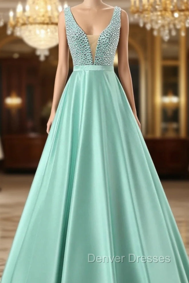Fairy Tale Green Prom Dress Satin Prom Dress Sexy Prom Dress Main image