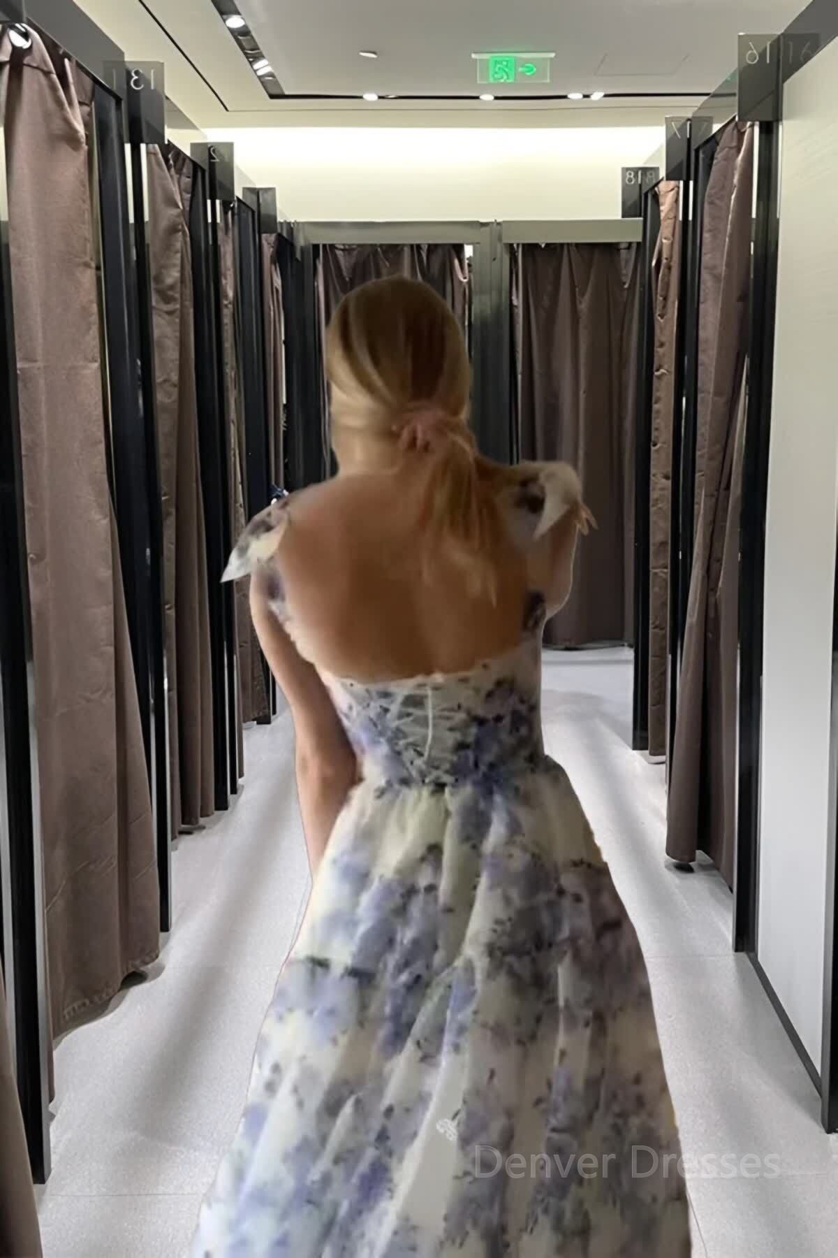 Fairy Tales Printed Sleeveless A-Line Prom Dresses,Long Evening Party Dress Secondary image