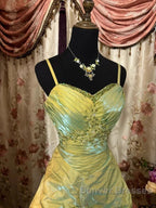 Fairytale Sage A-Line Mask Prom Dress Beaded Satin Evening Gown For Birthady&Graduation