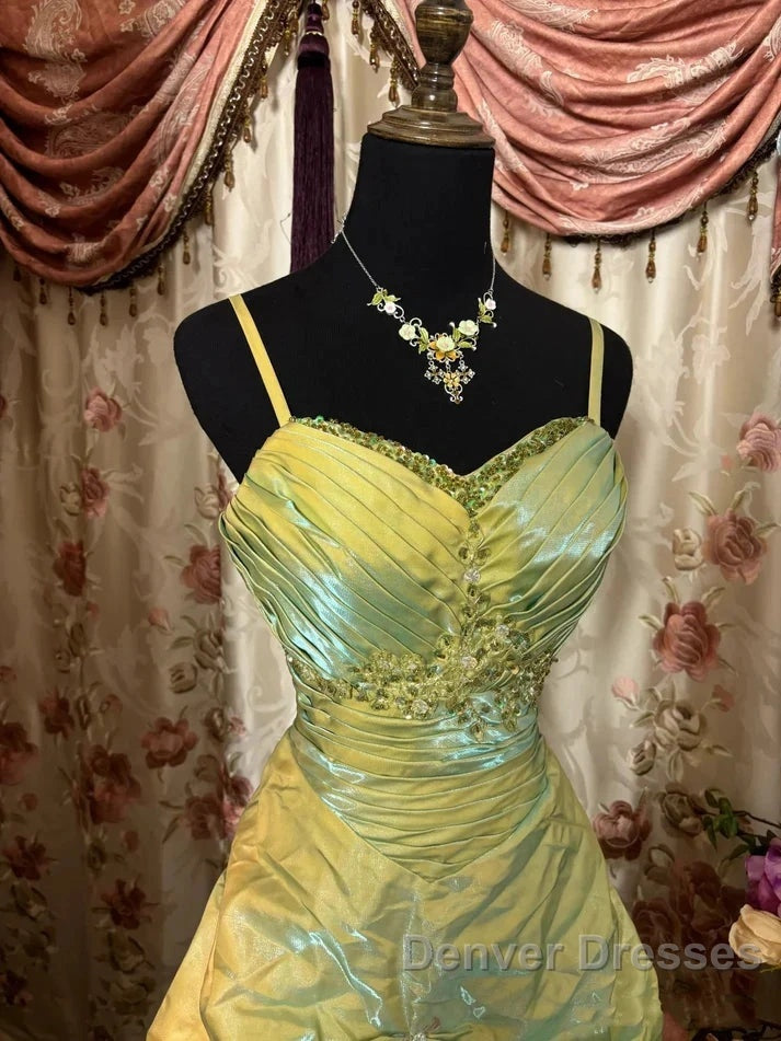 Fairytale Sage A-Line Mask Prom Dress Beaded Satin Evening Gown For Birthady&Graduation Secondary image