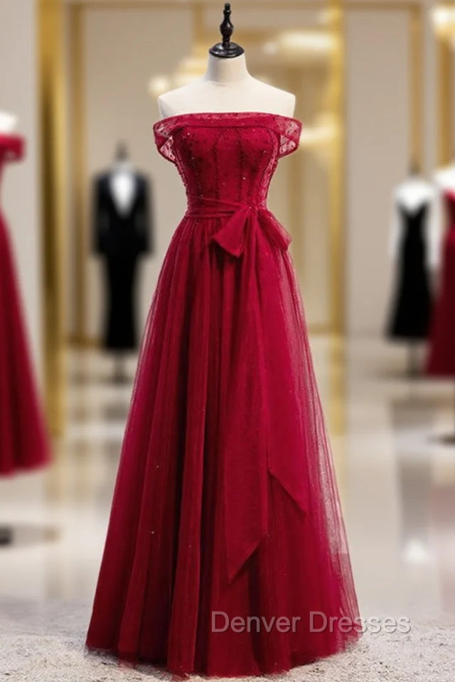 Fancy Tulle Off the Shoulder Beading Prom Dress Main image