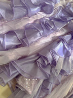 Fantasy Purple Mermaid Ruffled Tulle Sequined Long Prom Dress Evening Dress