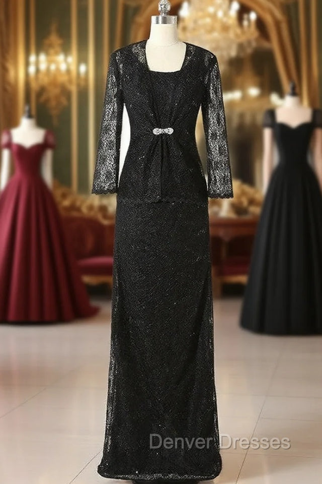 Fashion 2 Piece Vintage Black Lace Mother of the Bride Dress with Jacket