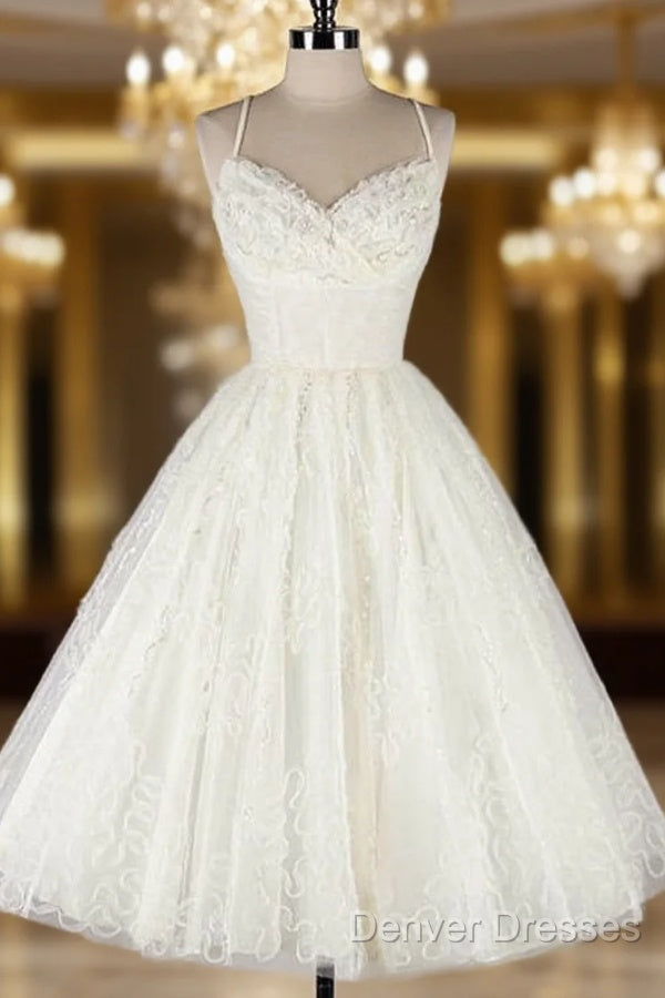 Fashion A Line Lace Prom Dress, Short Straps Homecoming Dress Main image