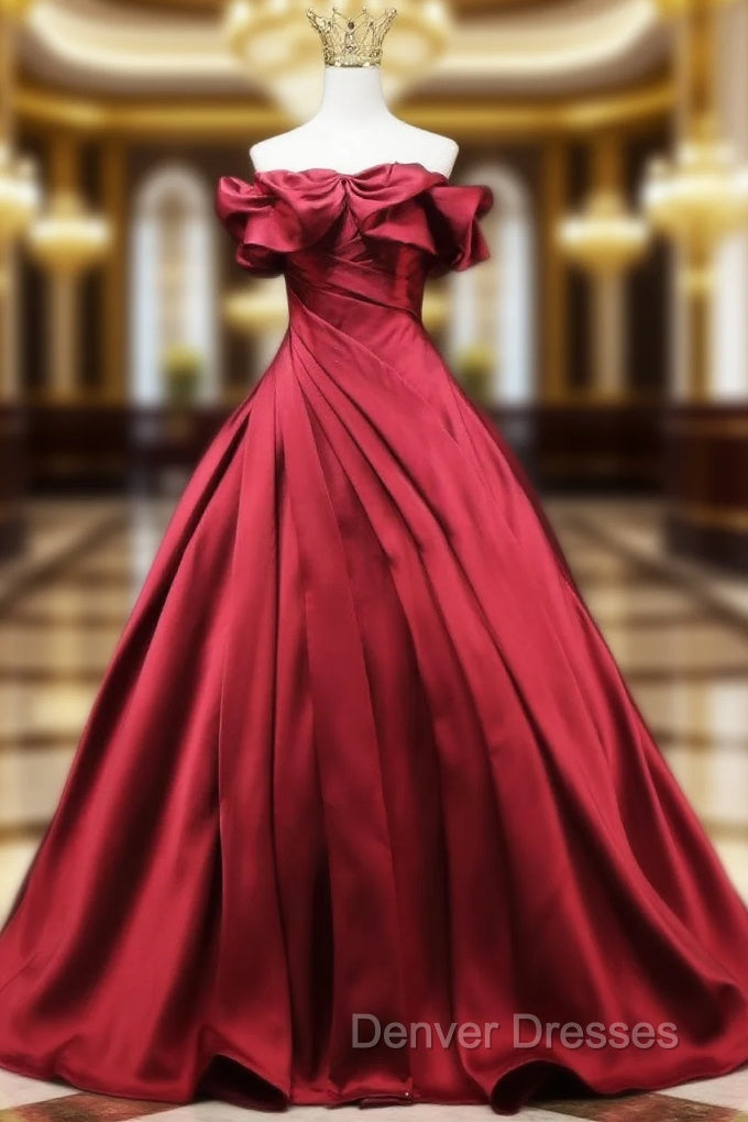 Fashion Green Satin Off the Shoulder Pleats Prom Dress