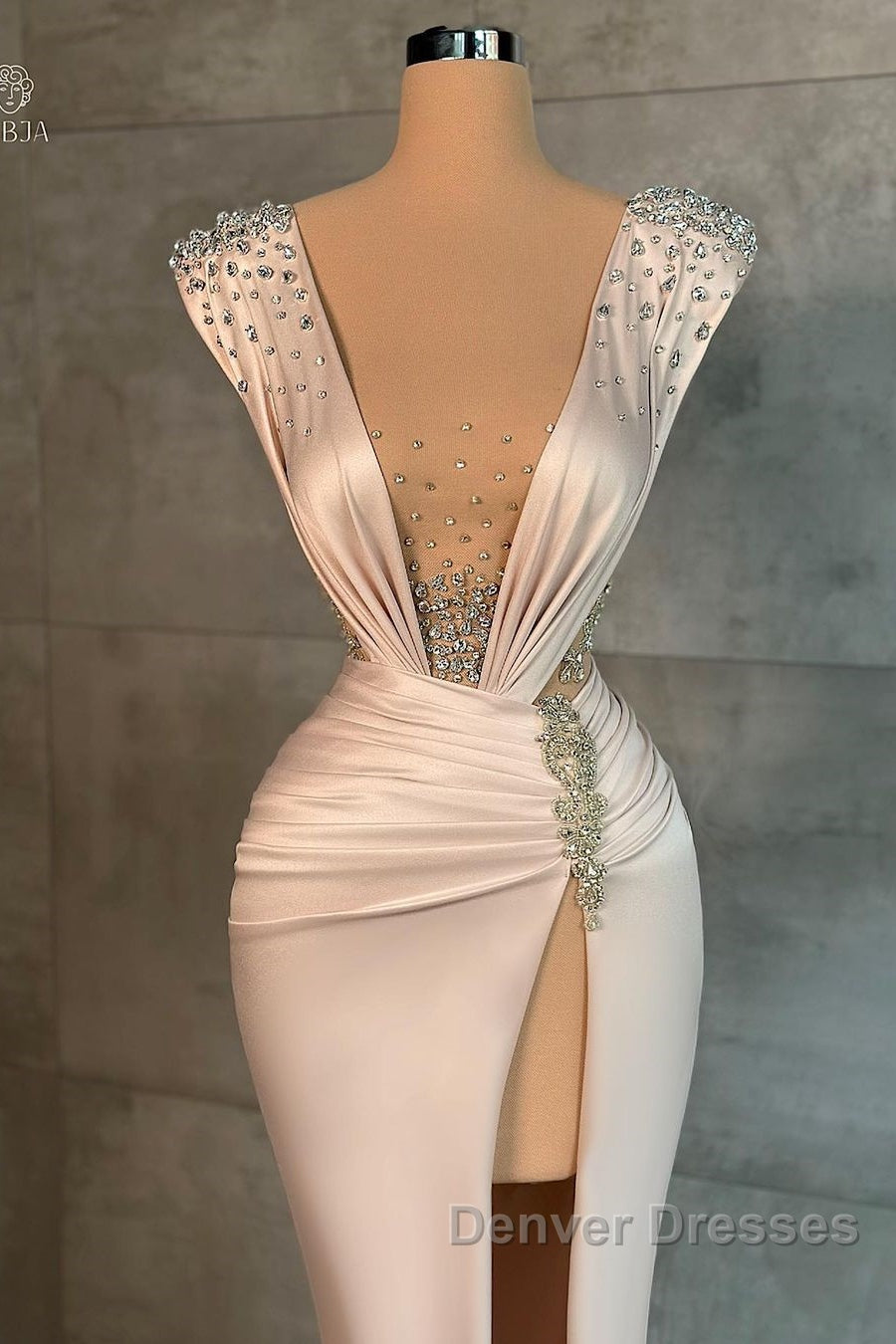 Fashion Long V-neck Split Front Mermaid Evening Prom Dress With Rhinestones Secondary image
